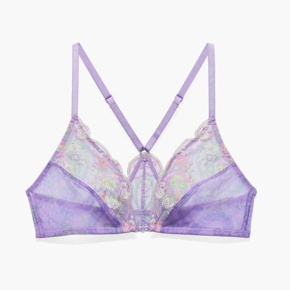 Savage x Fenty Bohemian Paisley Embroidered Bralette Lavender 2X Coquette Dainty